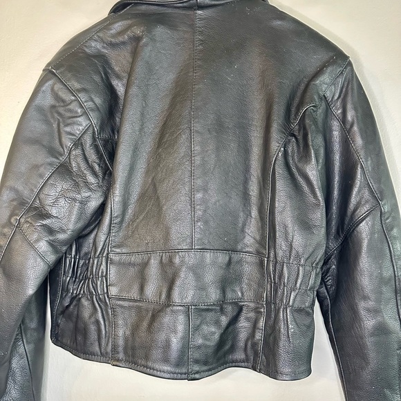 Mustang Women’s Black Leather Biker Jacket Size Med - Picture 2 of 10